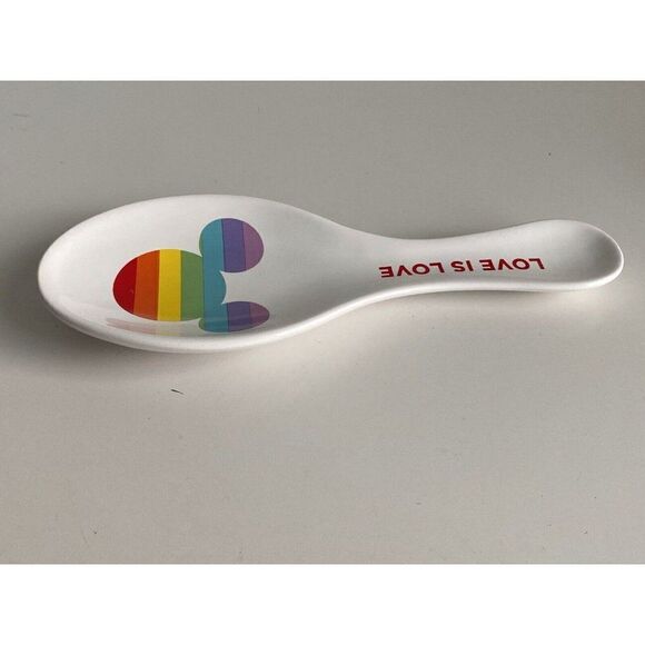 Disney Mickey Mouse Pride Collection Kitchen Spoon Rest Ceramic Love Is Love NEW - Picture 7 of 9
